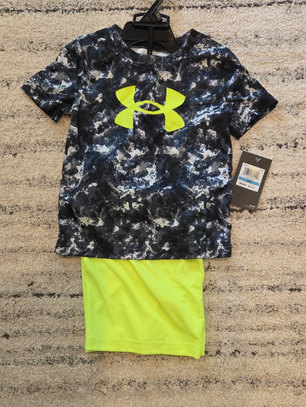 Under Armour Black & Neon Yellow Toddler Athletic Two-Piece Set